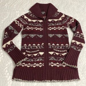 Eddie Bauer Wool Blend Zip Up Sweater Cardigan